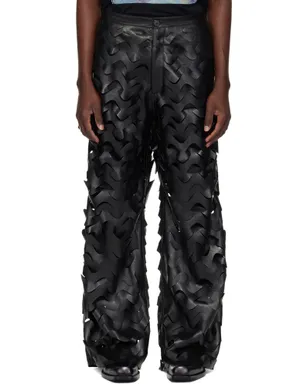 LU'U DAN レーザーカット ワイドレッグ フェイクレザー パンツ - サムネイル1