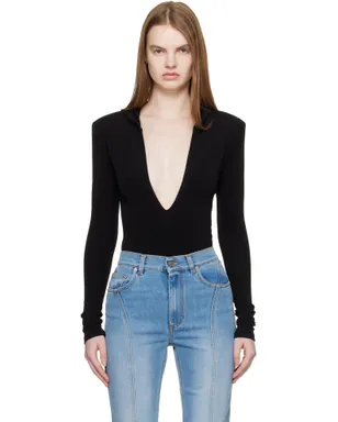 Mugler フード付き Vネック ボディスーツ - サムネイル1