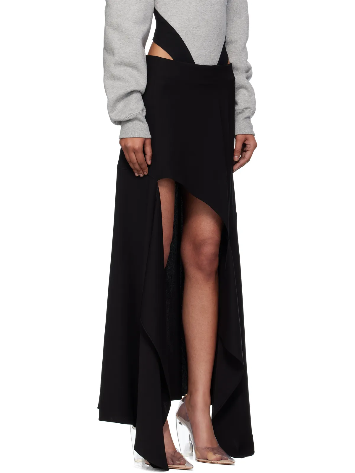Mugler Asymmetrical Cascading マキシスカート - 画像2