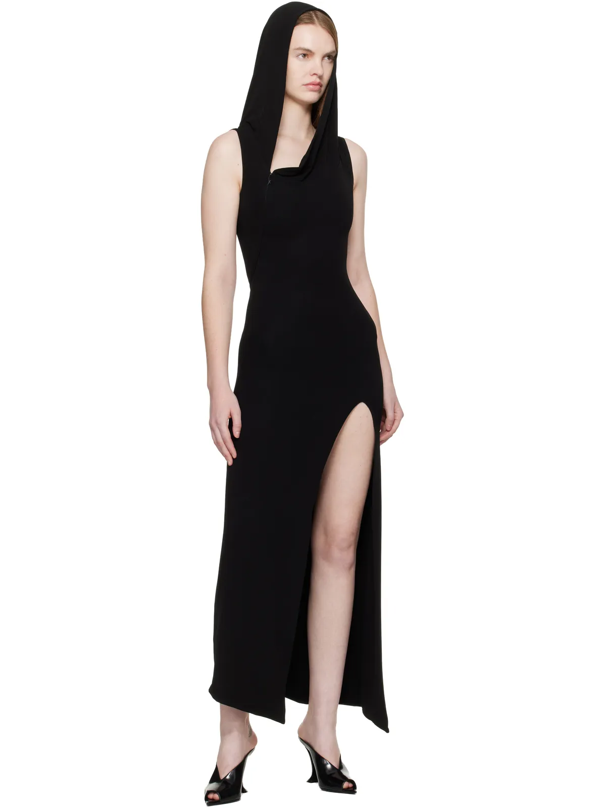 Mugler フード付き ノースリーブ マキシワンピース - 画像4