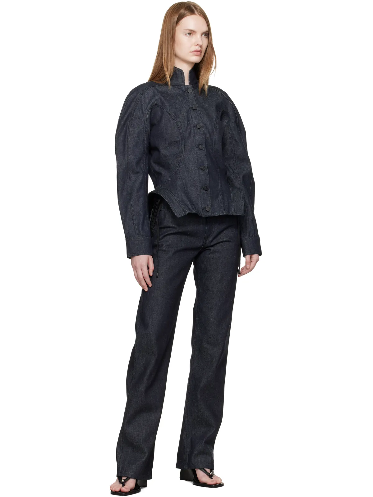 Mugler レースアップ ストレートジーンズ - 画像4