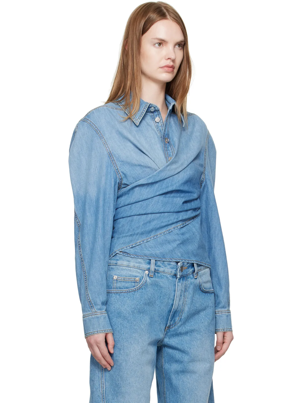 Mugler Wrapped シャンブレーシャツ - 画像2