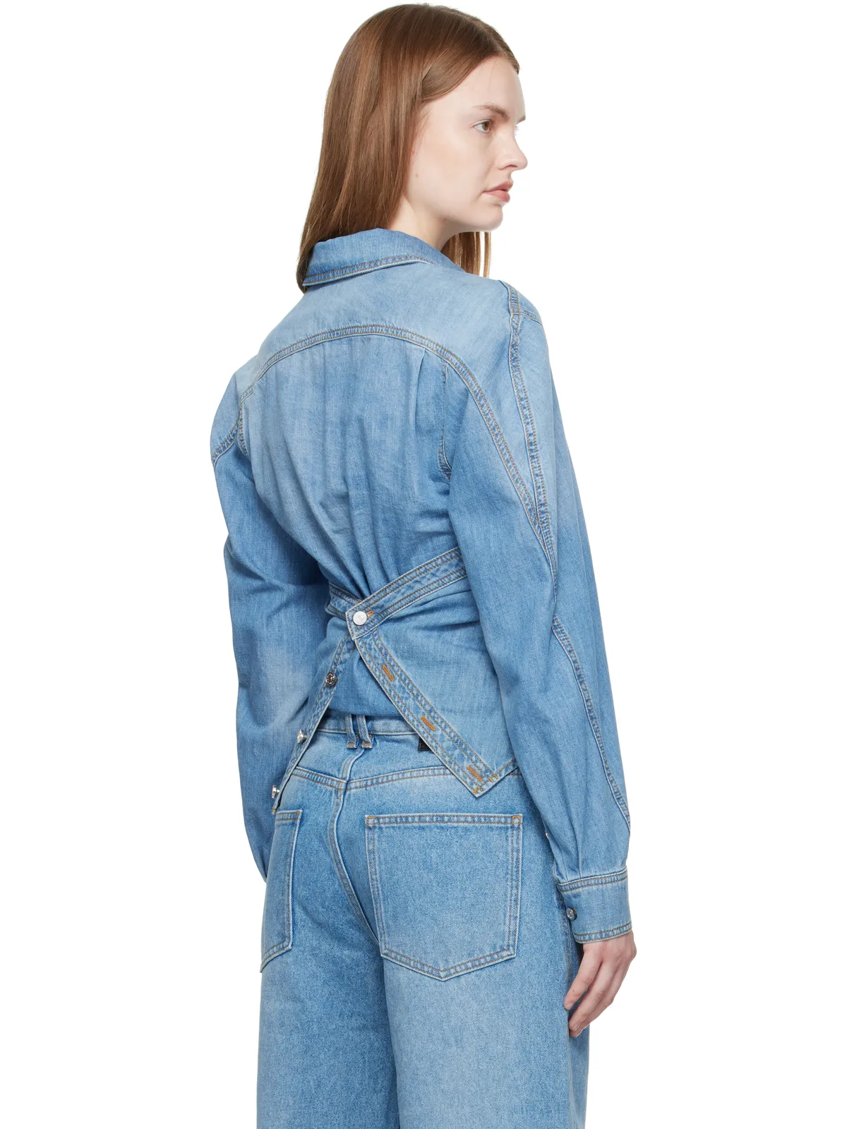 Mugler Wrapped シャンブレーシャツ - 画像3