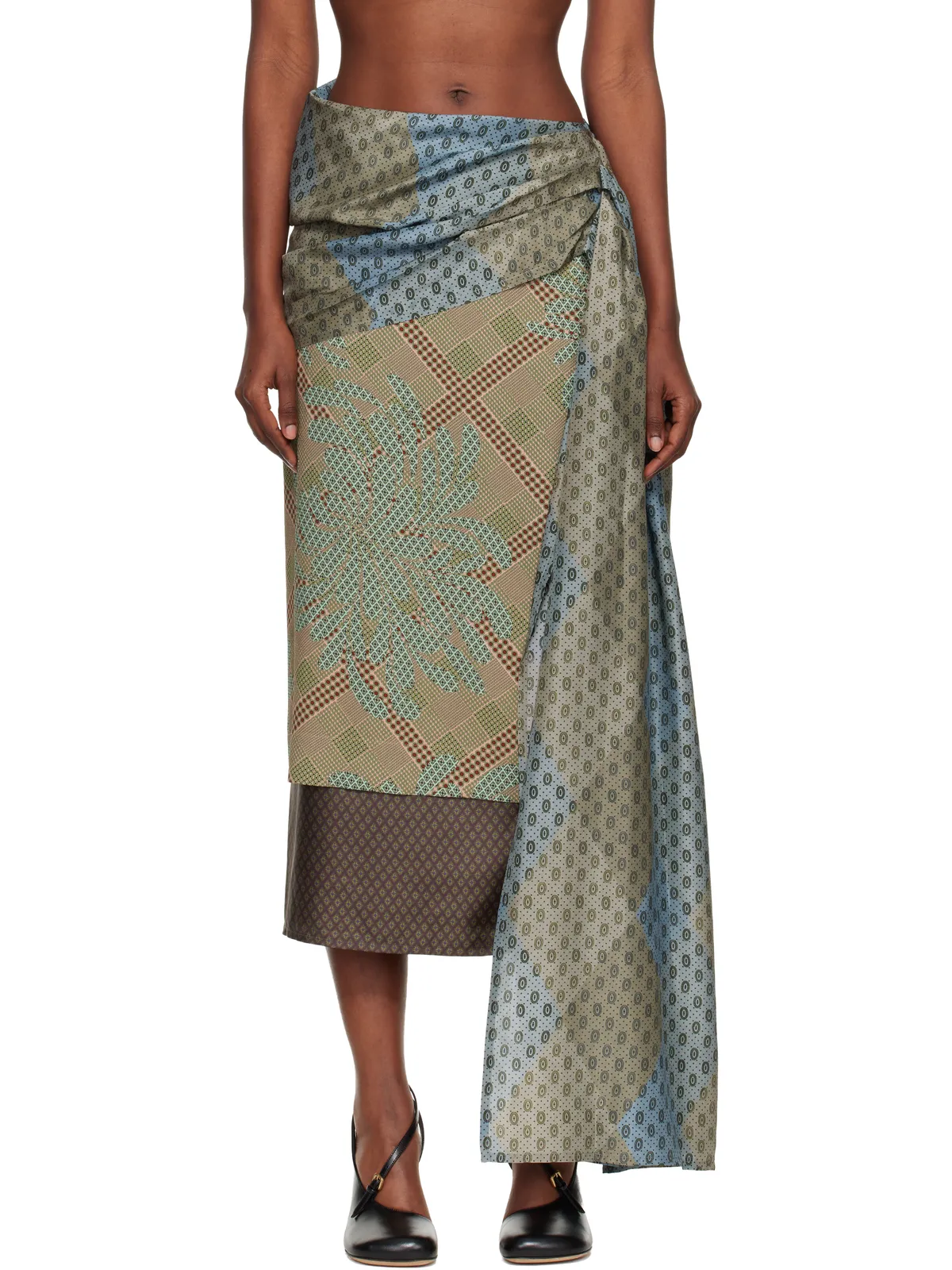 Dries Van Noten Layered Tie Motif ミディアムスカート - 画像1