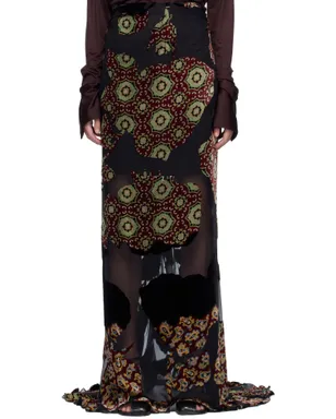 Dries Van Noten レイヤード ビスコース シルク マキシスカート - サムネイル1