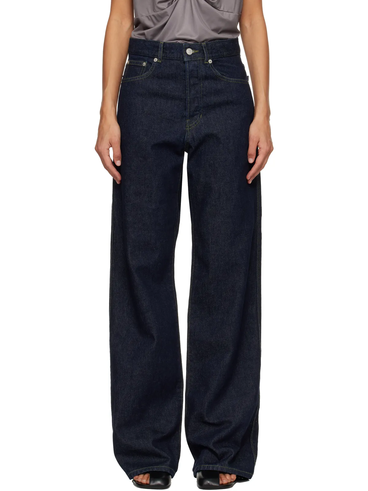 Dries Van Noten レザーパッチ ジーンズ - 画像1