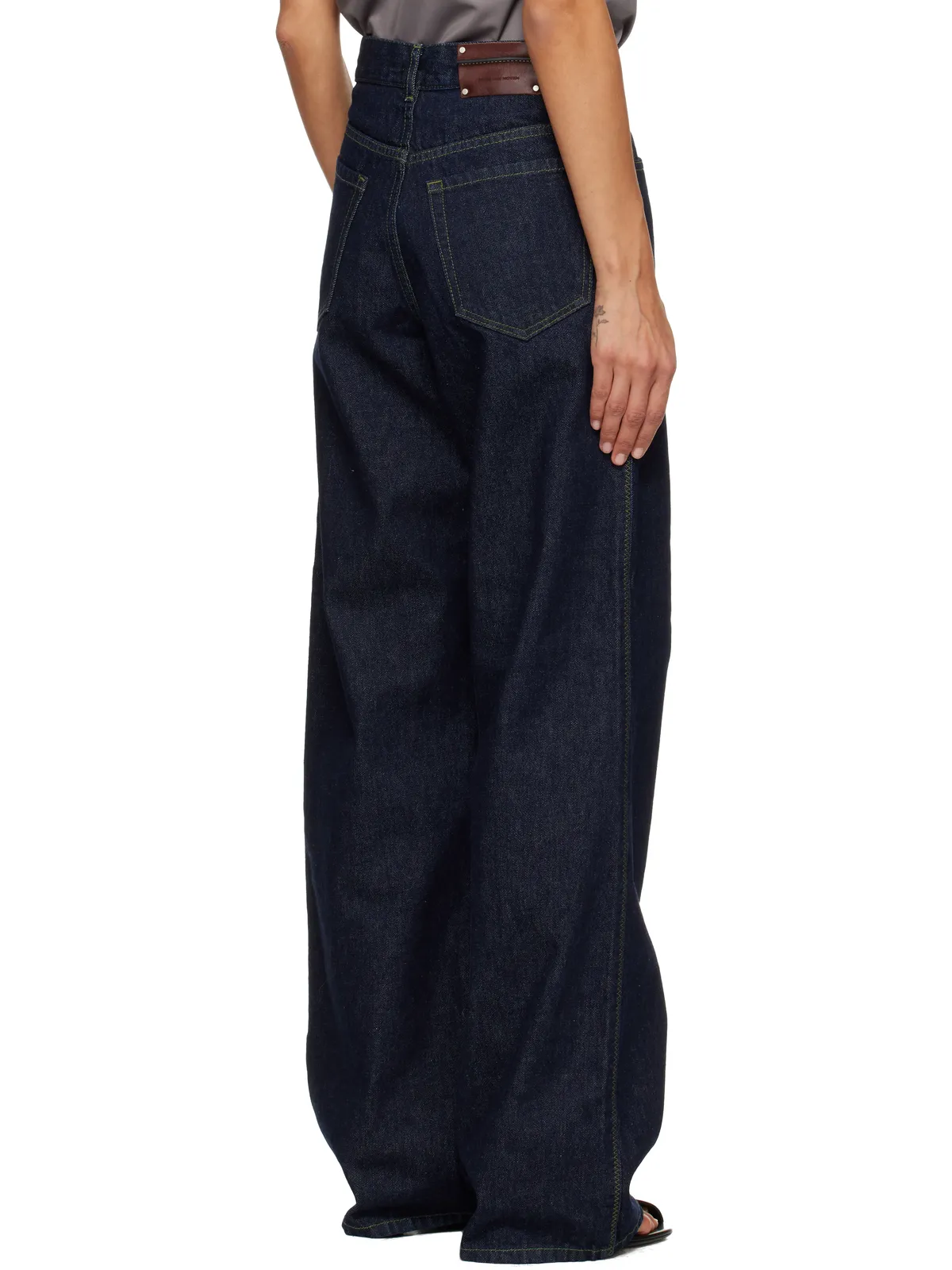 Dries Van Noten レザーパッチ ジーンズ - 画像3