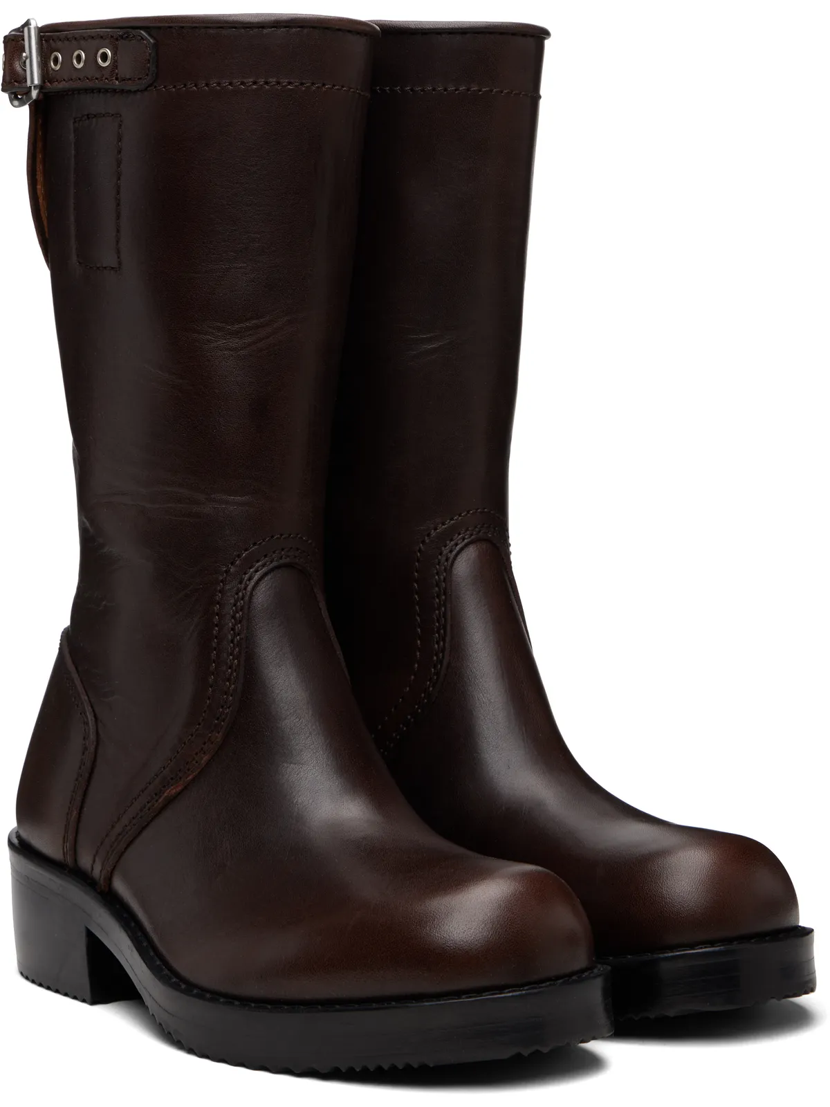 Dries Van Noten レザー バイカーブーツ - 画像4