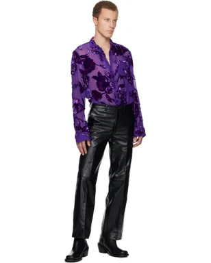 Dries Van Noten クロップド レザーパンツ - サムネイル4