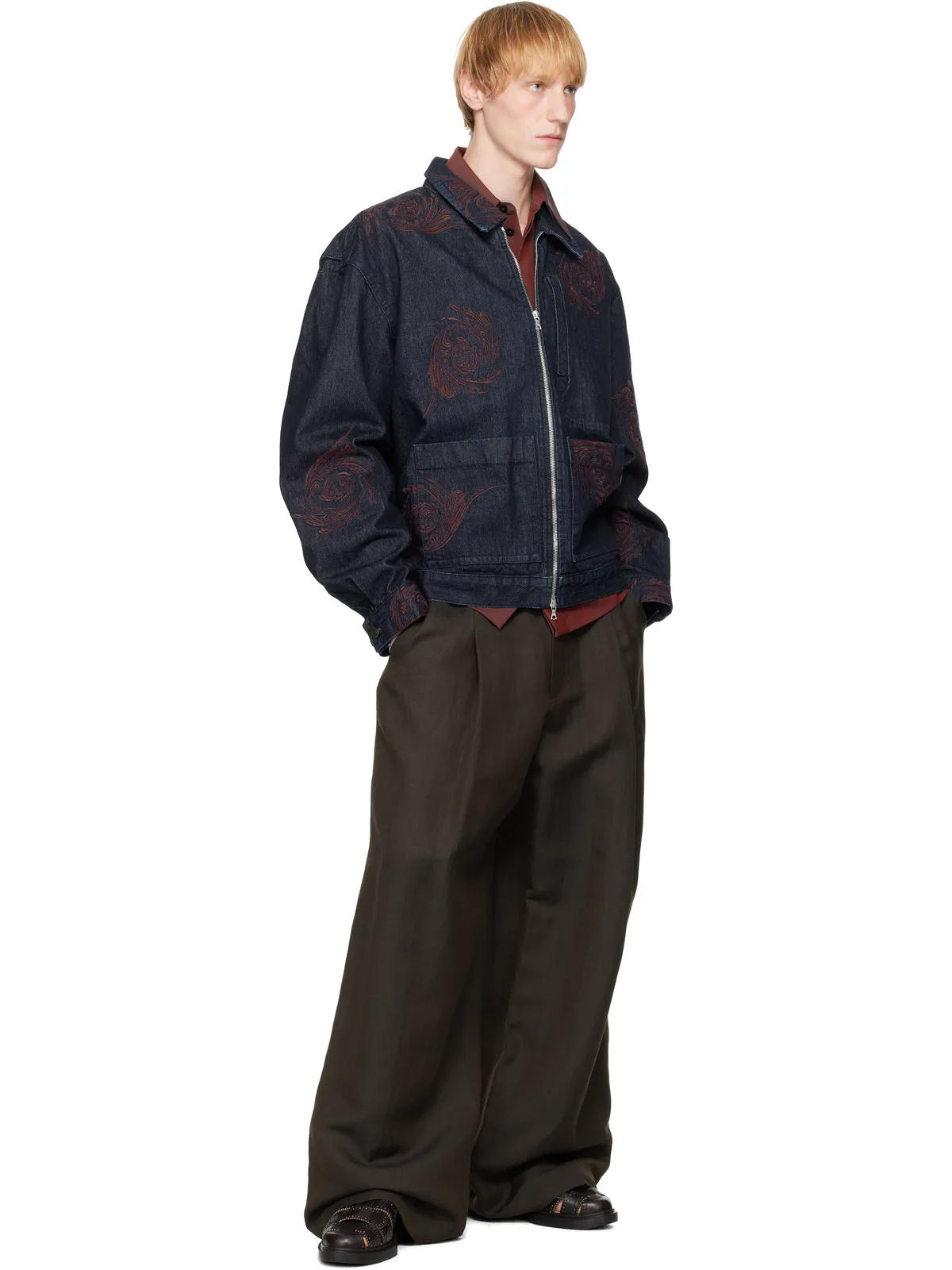 Dries Van Noten Embroidered Pattern デニムジャケット - 画像4