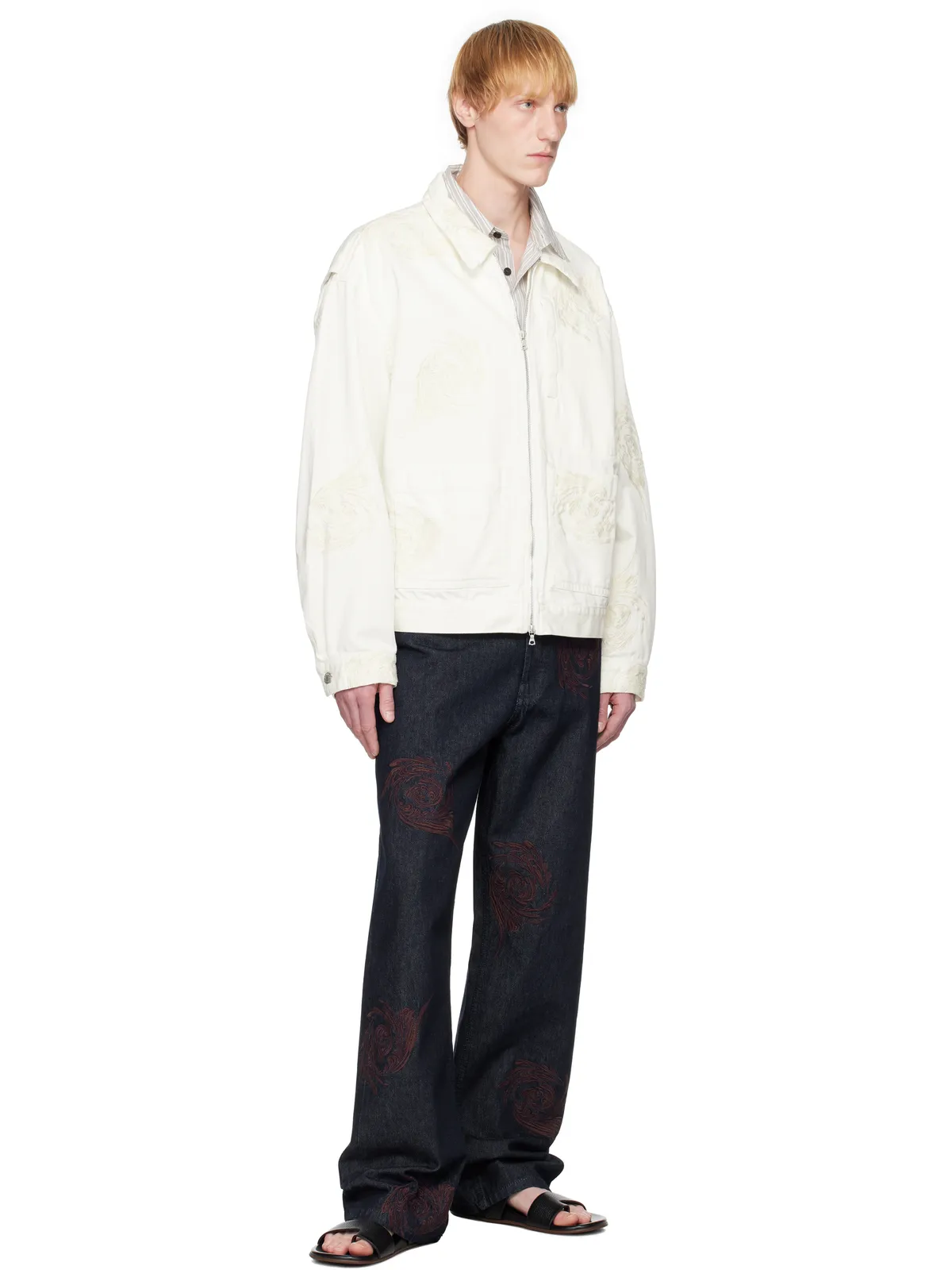 Dries Van Noten Embroidered Pattern ジーンズ - 画像4