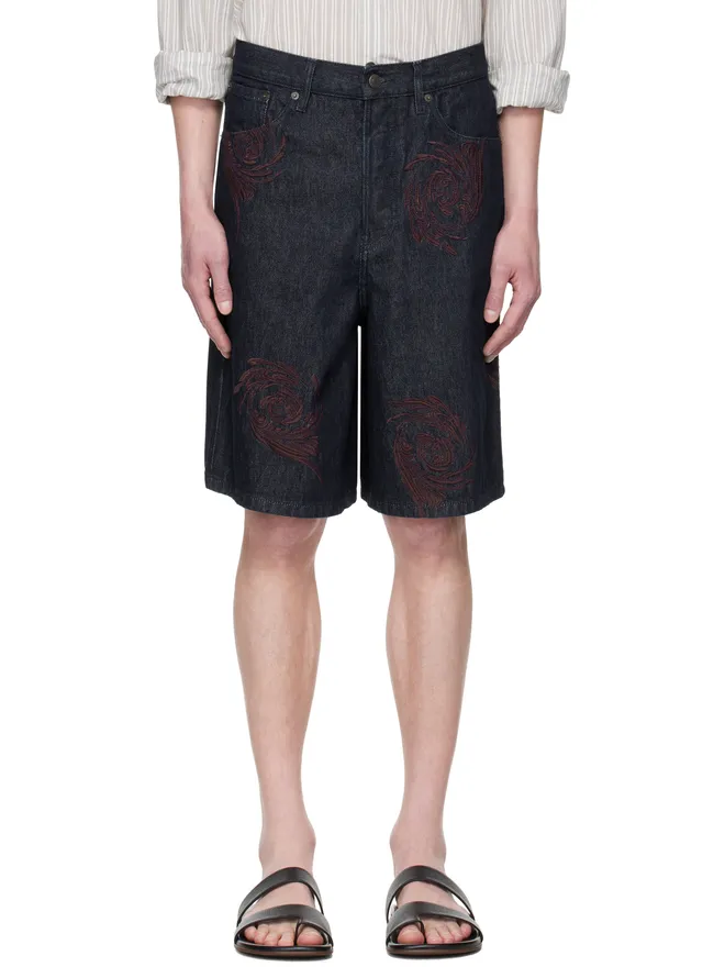Dries Van Noten Dries Van Noten Embroidered Pattern デニムショートパンツの商品画像