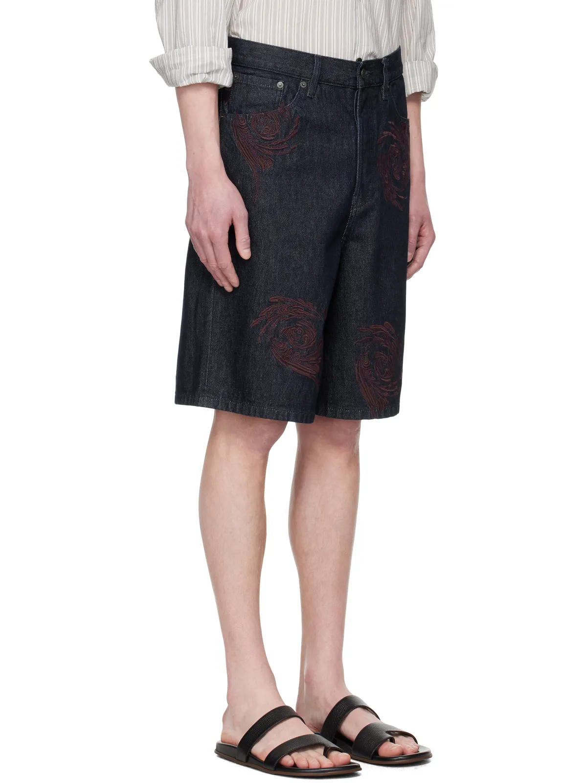 Dries Van Noten Embroidered Pattern デニムショートパンツ - 画像2