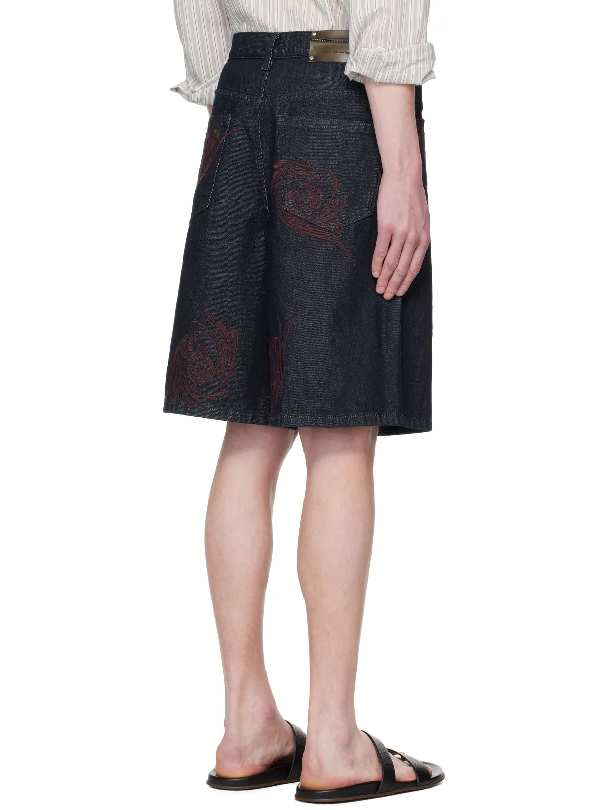 Dries Van Noten Embroidered Pattern デニムショートパンツ - 画像3