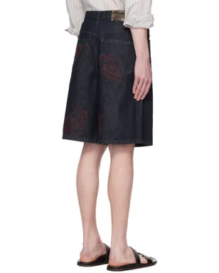 Dries Van Noten Embroidered Pattern デニムショートパンツ - サムネイル3