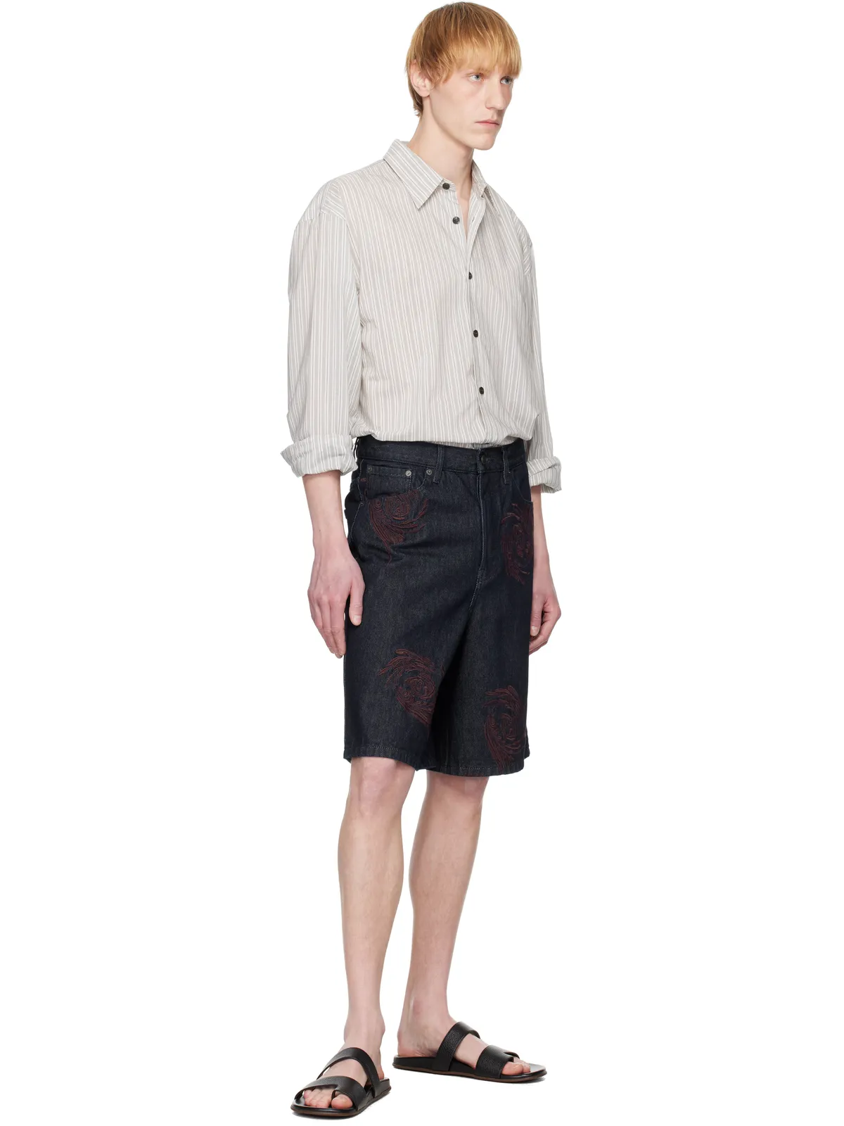 Dries Van Noten Embroidered Pattern デニムショートパンツ - 画像4