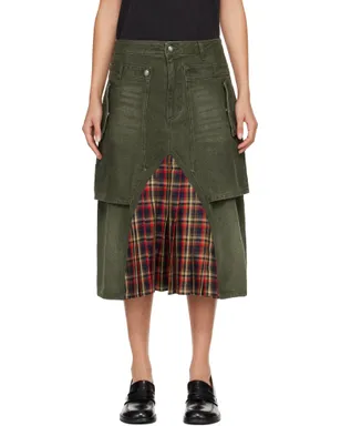 Andersson Bell Raptor Layered Pleats デニム ミディアムスカート - サムネイル1