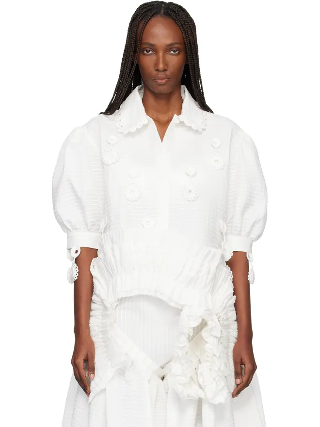 Róisín PIERCE Róisín PIERCE Iced Crochet And Ivory Pintuck シャツの商品画像