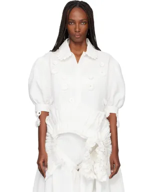 Róisín PIERCE Iced Crochet And Ivory Pintuck シャツ - サムネイル1
