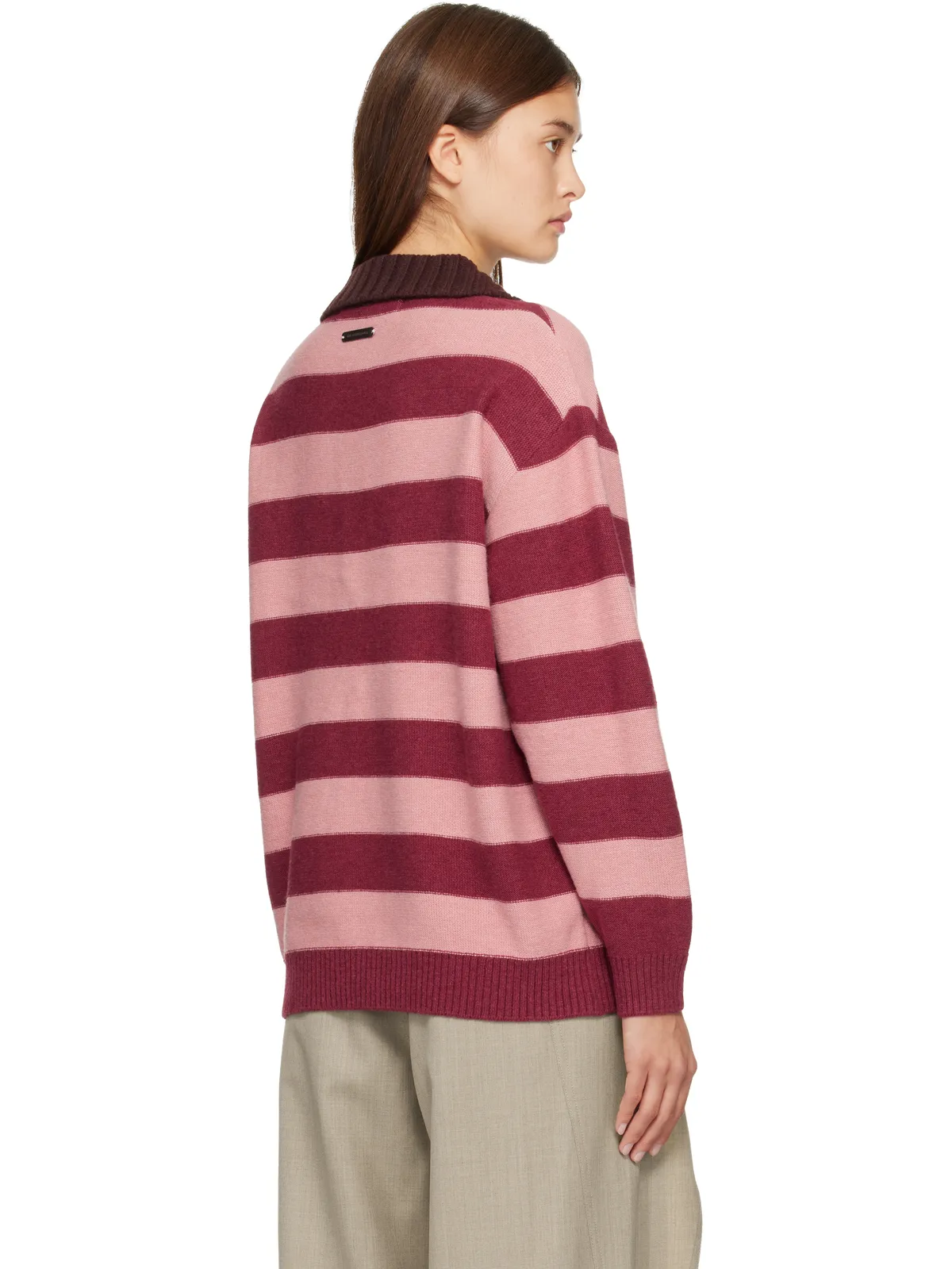 Andersson Bell ルーズフィット ボーダー ニットポロシャツ - 画像3