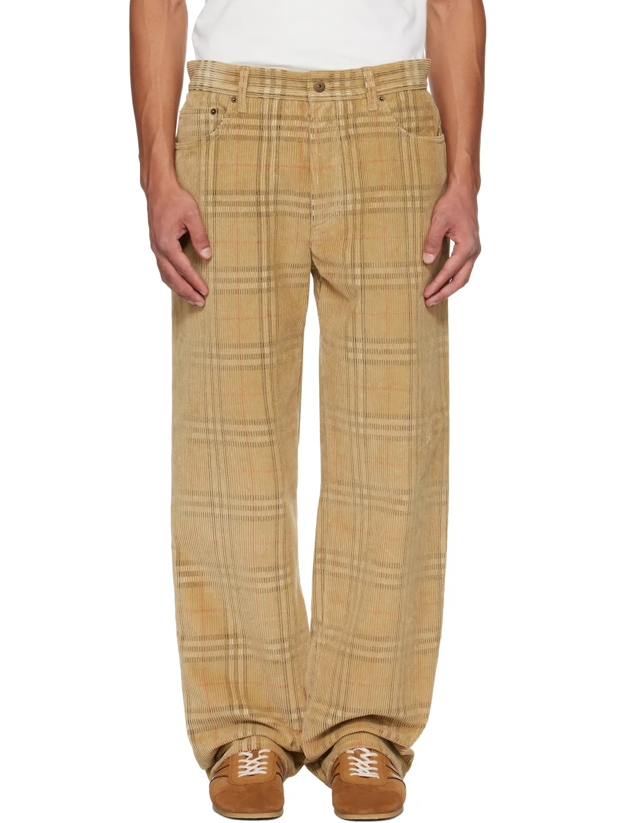 Burberry チェック コーデュロイパンツ - 画像1