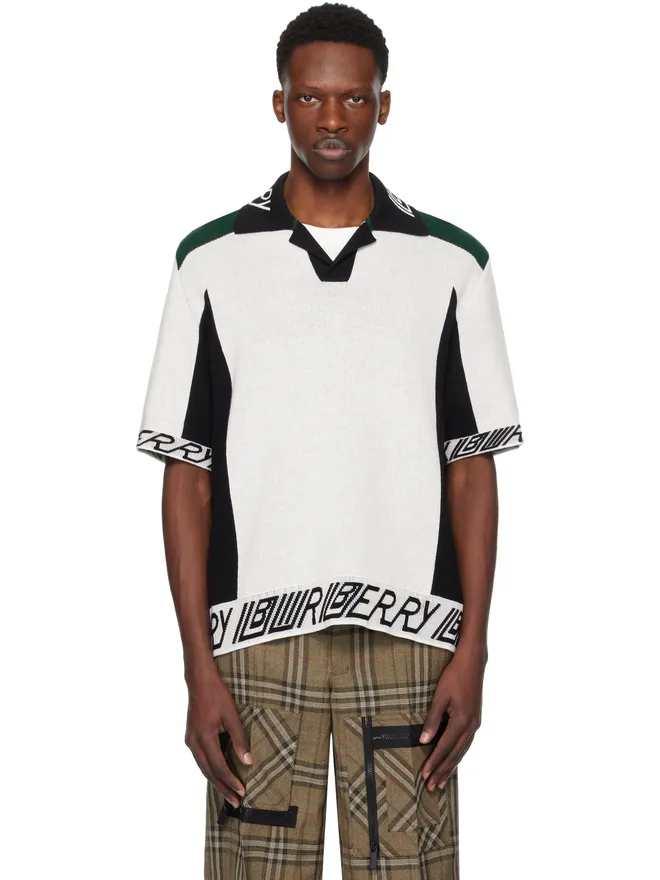Burberry Burberry ロゴトリム ウール ニットポロシャツの商品画像