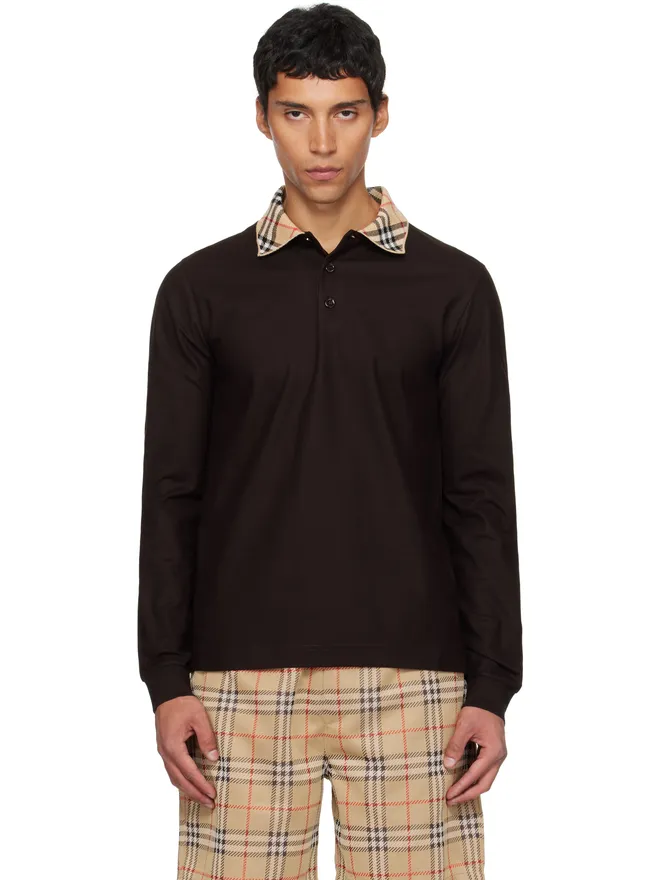 Burberry Burberry Check Collar コットン 長袖ポロシャツの商品画像