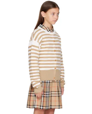 Burberry キッズ｜ ボーダー ウール カーディガン - サムネイル2