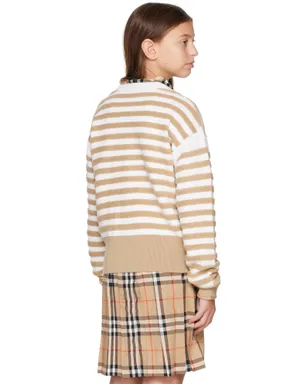 Burberry キッズ｜ ボーダー ウール カーディガン - サムネイル3