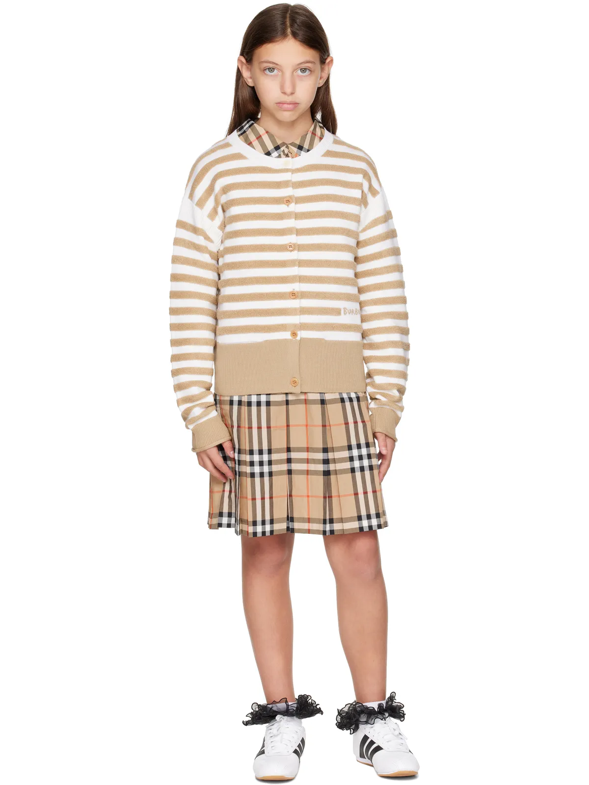 Burberry キッズ｜ ボーダー ウール カーディガン - 画像4