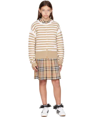 Burberry キッズ｜ ボーダー ウール カーディガン - サムネイル4
