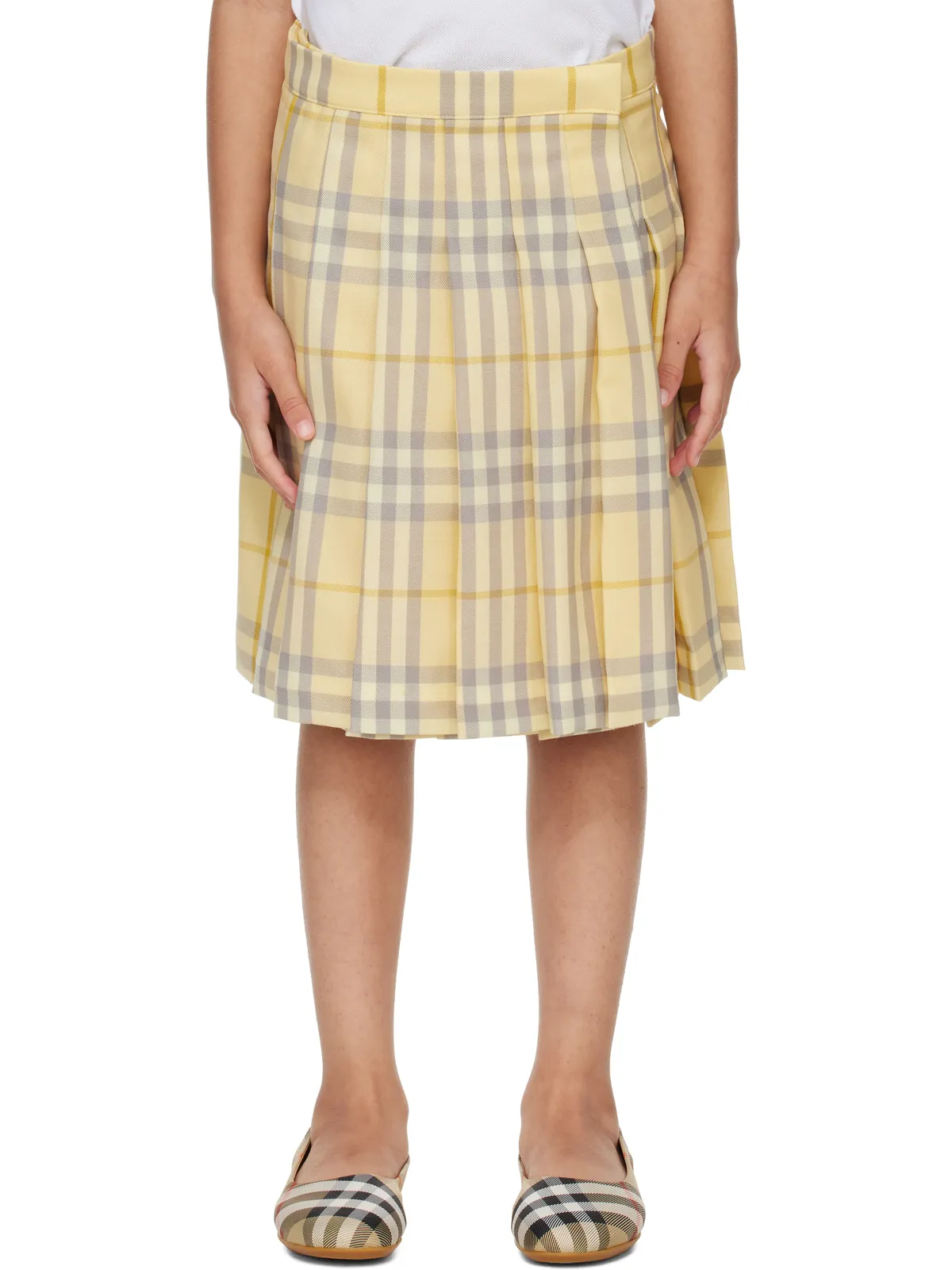 Burberry キッズ｜ チェック ウール キルトスカート - 画像1