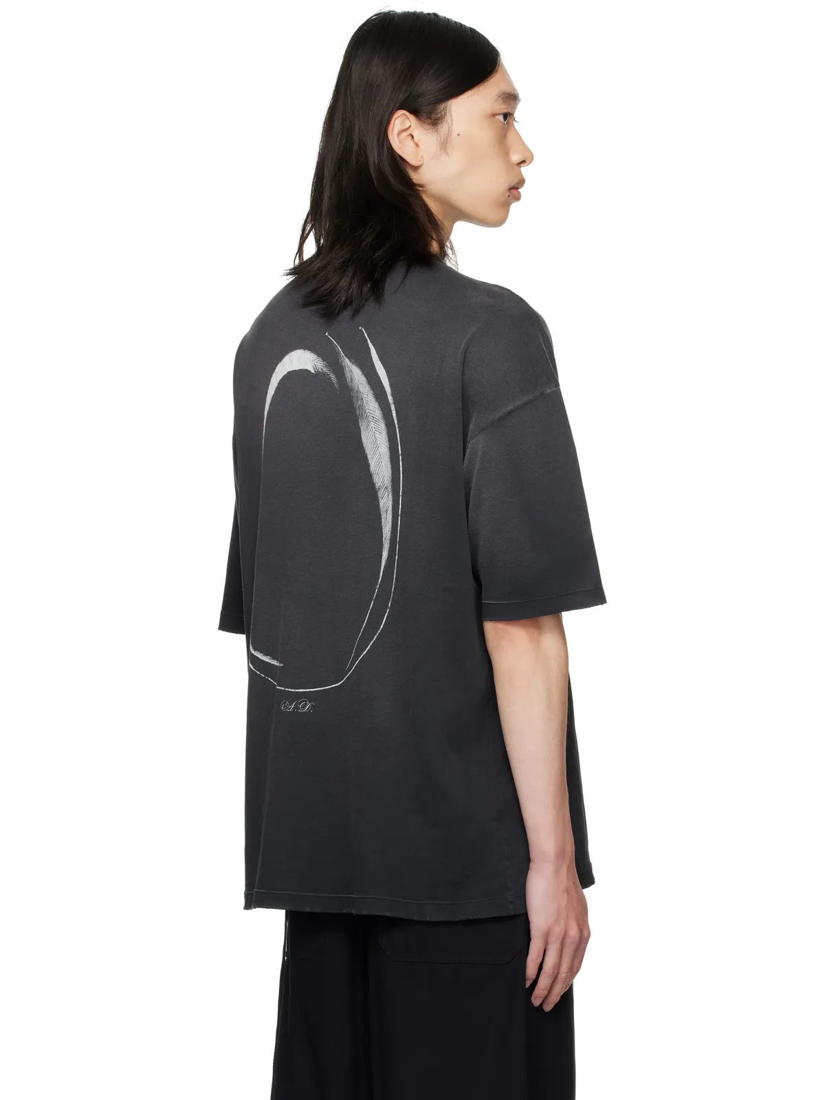 Ann Demeulemeester Dieter Infinite Feather Print Tシャツ - 画像3