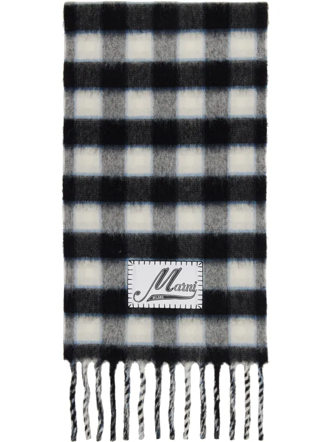 Marni Marni ダブルチェック ロゴ ウールモヘア マフラーの商品画像