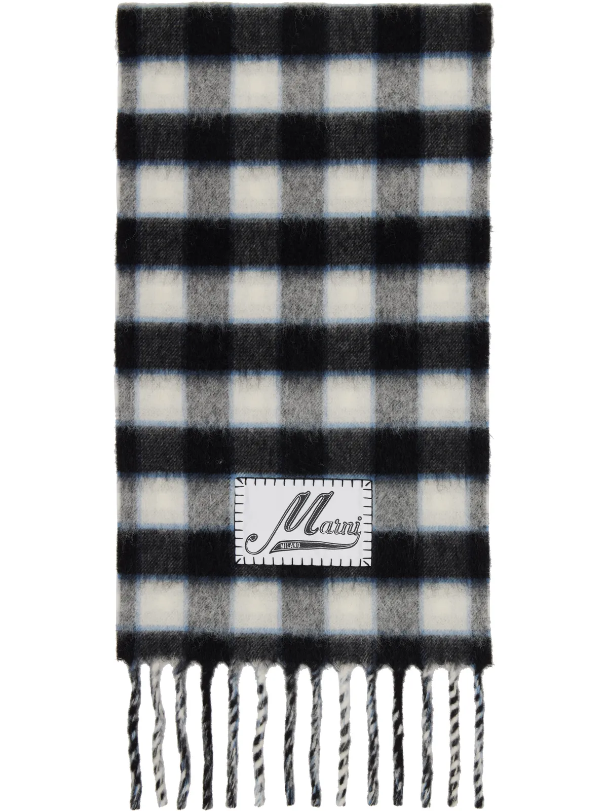 Marni ダブルチェック ロゴ ウールモヘア マフラー - 画像1