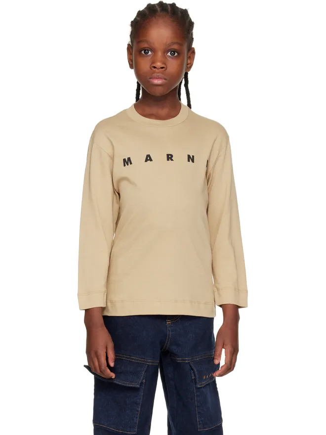 Marni Marni キッズ｜ コットン ロゴ 長袖Tシャツの商品画像