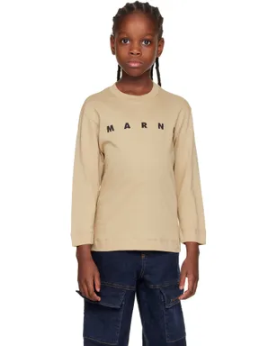 Marni キッズ｜ コットン ロゴ 長袖Tシャツ - サムネイル1