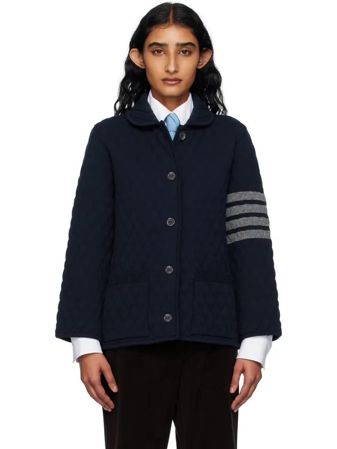 Thom Browne Thom Browne 4-Bar キルティング ニット メリノウール ワークジャケットの商品画像