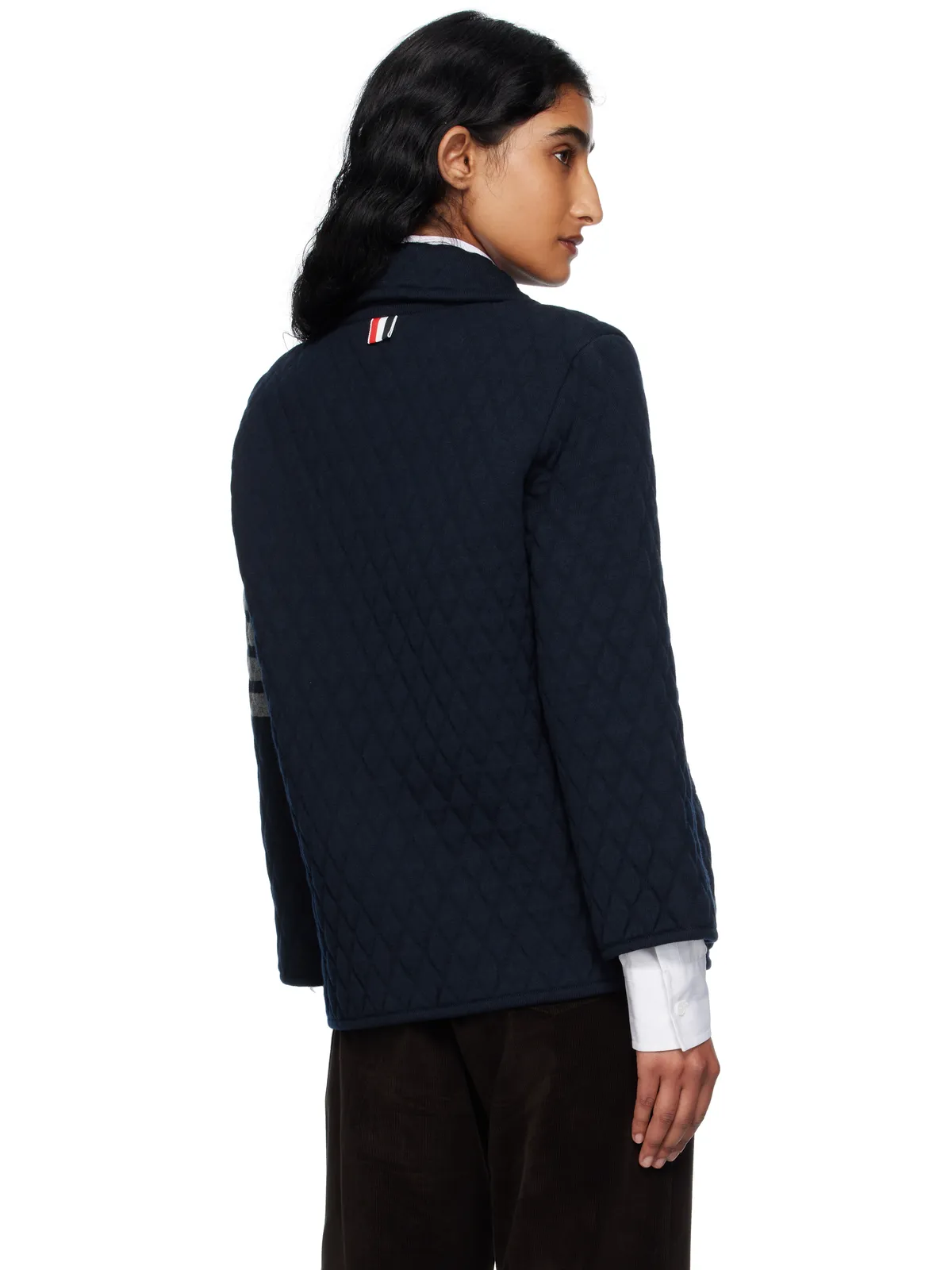 Thom Browne 4-Bar キルティング ニット メリノウール ワークジャケット - 画像3