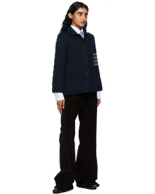 Thom Browne 4-Bar キルティング ニット メリノウール ワークジャケット - サムネイル4