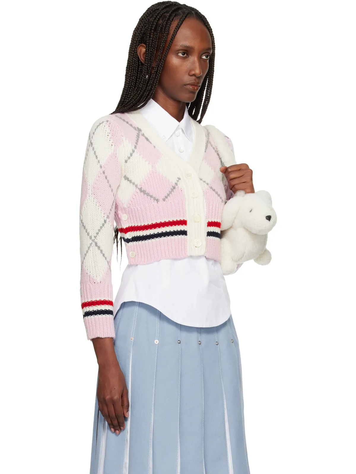 Thom Browne アーガイル メリノ シュランケン カーディガン - 画像2