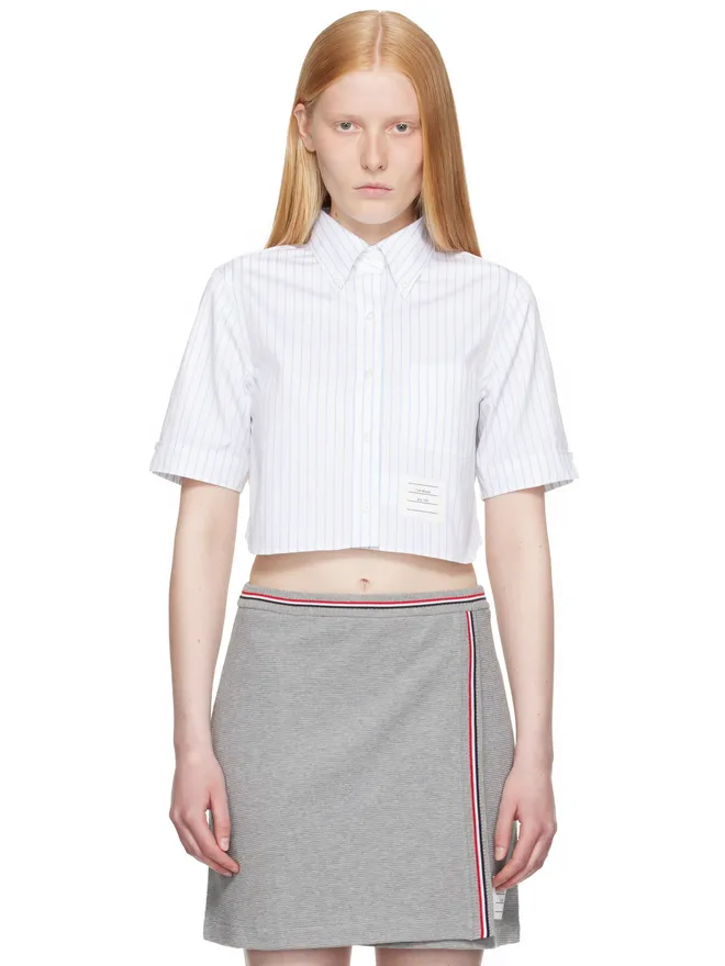 Thom Browne Thom Browne ピンストライプ ポプリン クロップド 半袖シャツの商品画像