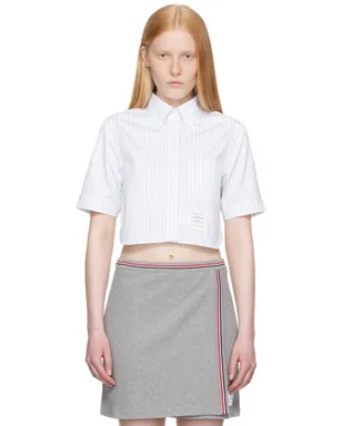 Thom Browne ピンストライプ ポプリン クロップド 半袖シャツ - サムネイル1
