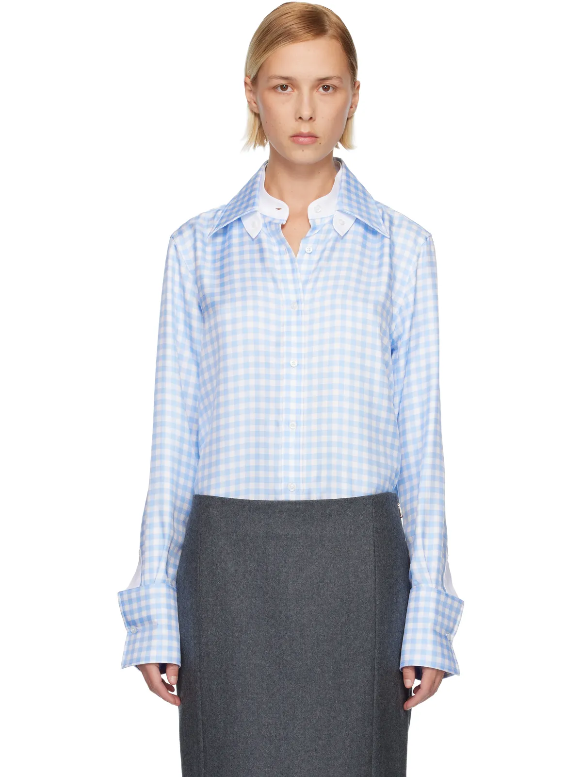 Thom Browne シルクツイル ギンガム シャツ - 画像1