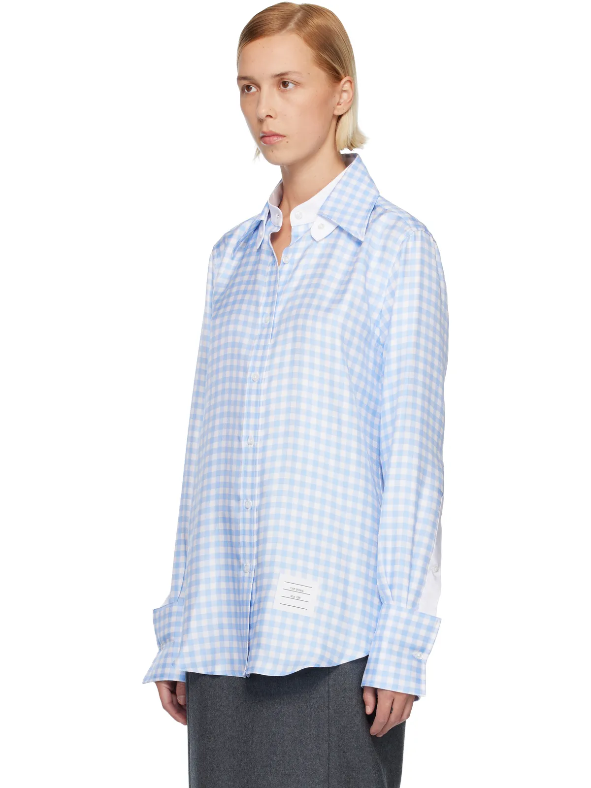 Thom Browne シルクツイル ギンガム シャツ - 画像4
