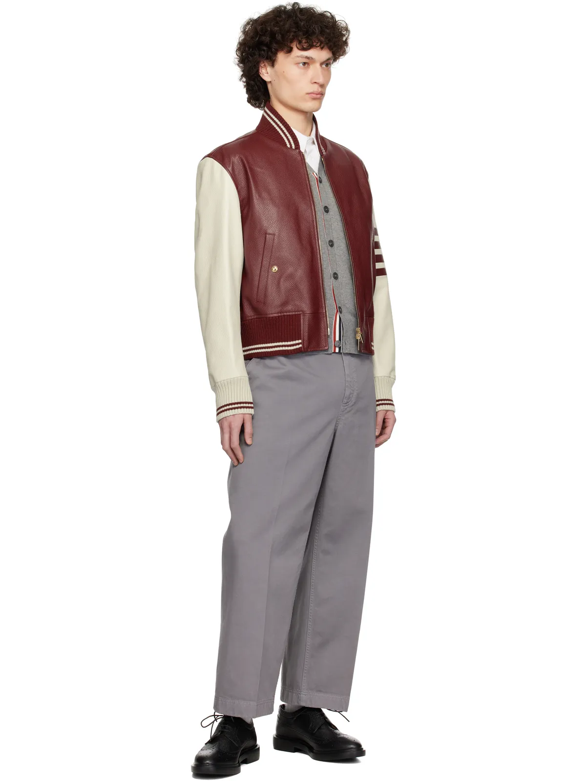 Thom Browne 4-Bar Classic レザー ボンバージャケット - 画像4
