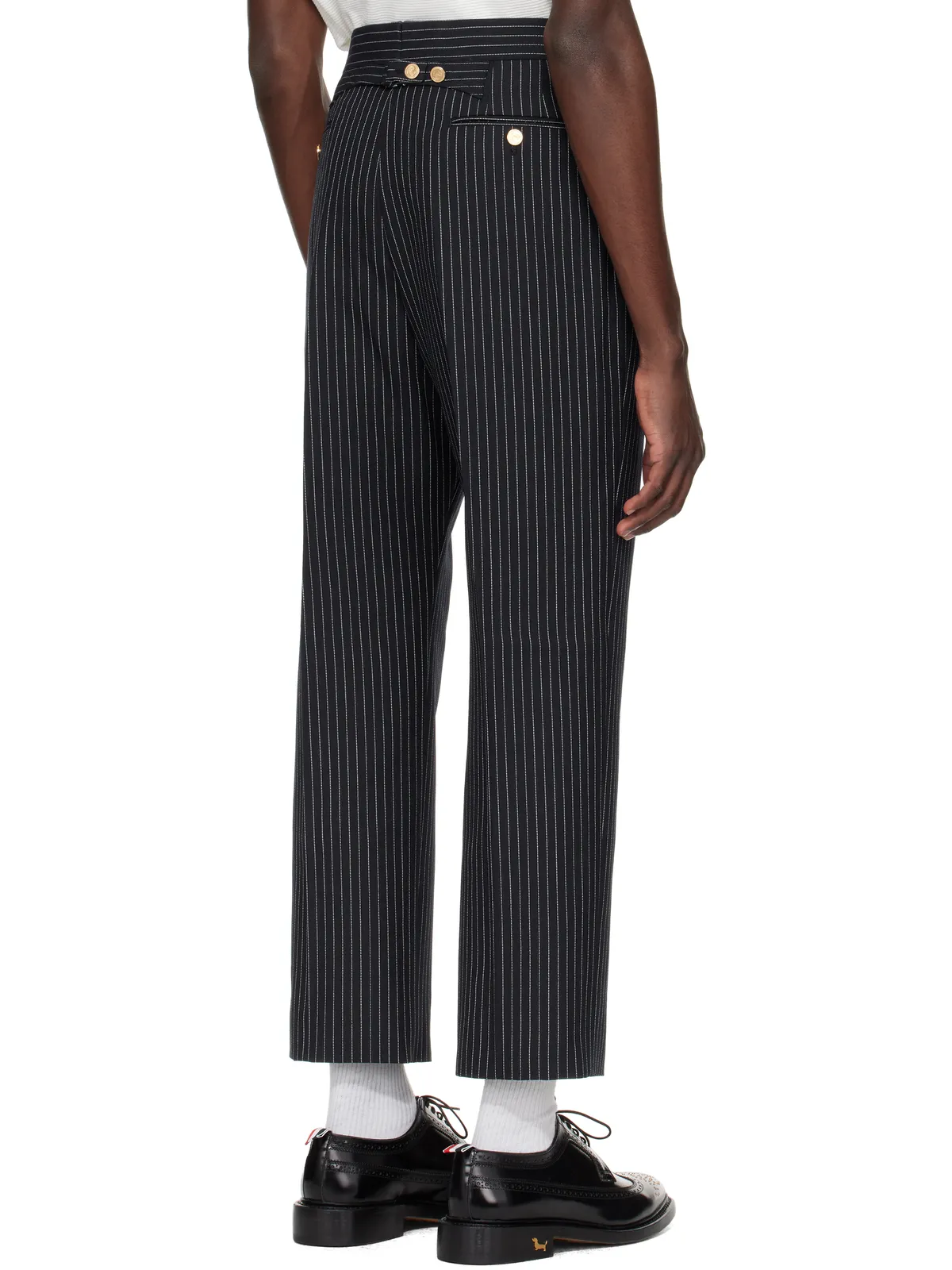Thom Browne Pinstripe High Twist Wool Backstrap トラウザーズ - 画像3