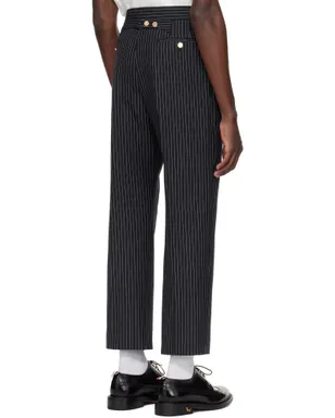 Thom Browne Pinstripe High Twist Wool Backstrap トラウザーズ - サムネイル3