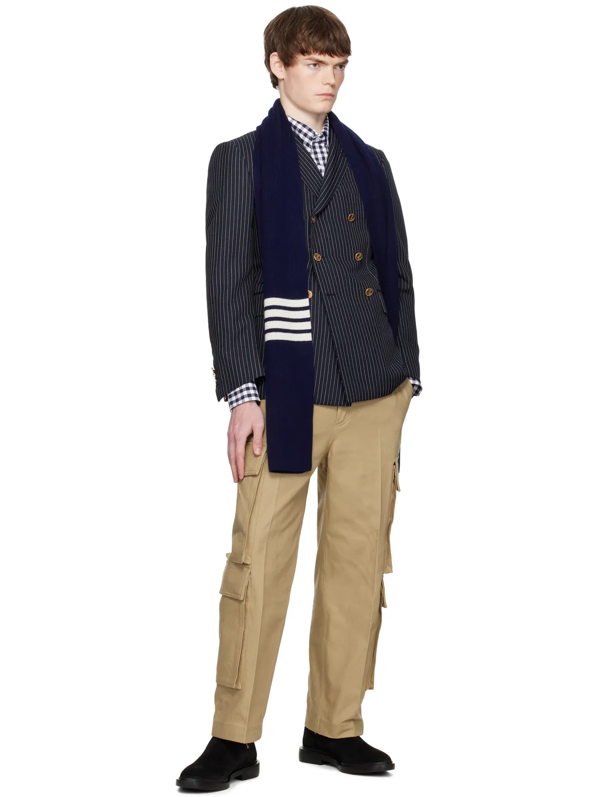 Thom Browne 4-Bar カシミヤ リブ マフラー - 画像3
