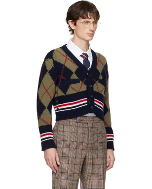 Thom Browne Merino Argyle Intarsia Vネックカーディガン - サムネイル2